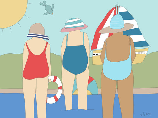 "Bathing ladies" set of 4 greeting cards