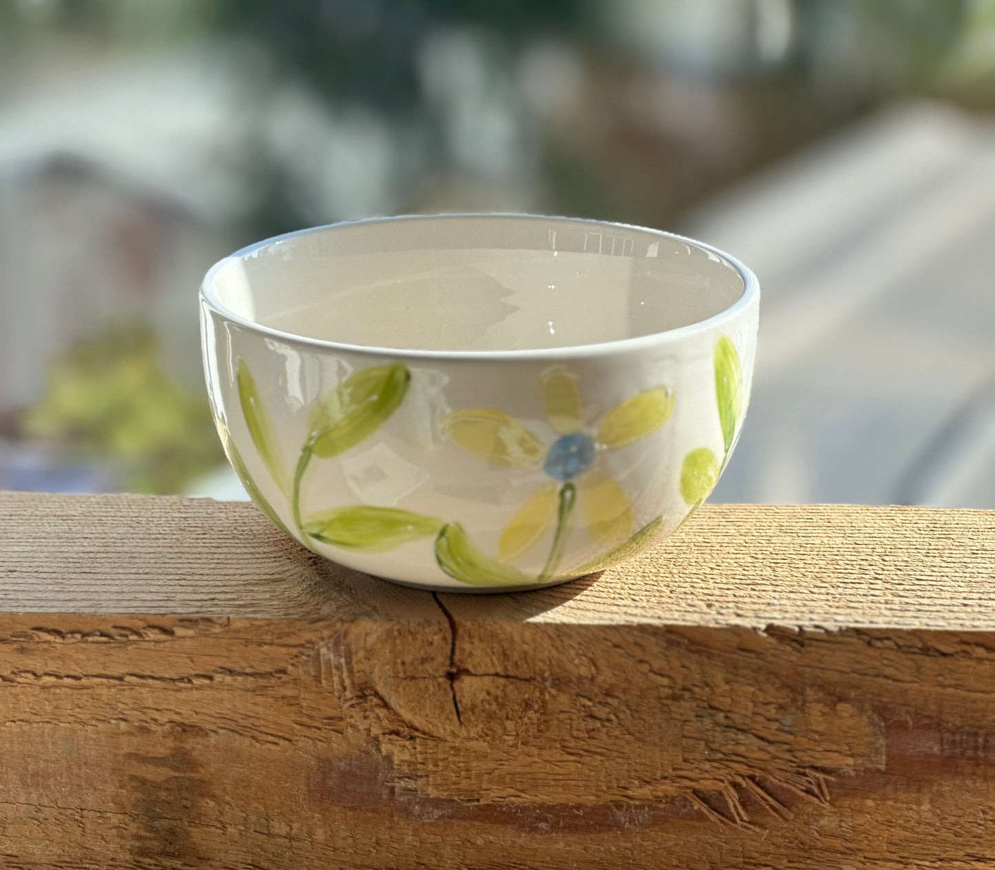 Blue flower garden cereal bowl