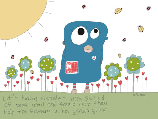Greeting card "Bees help the flowers grow"