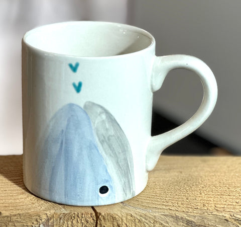 Grey whale hand painted mug