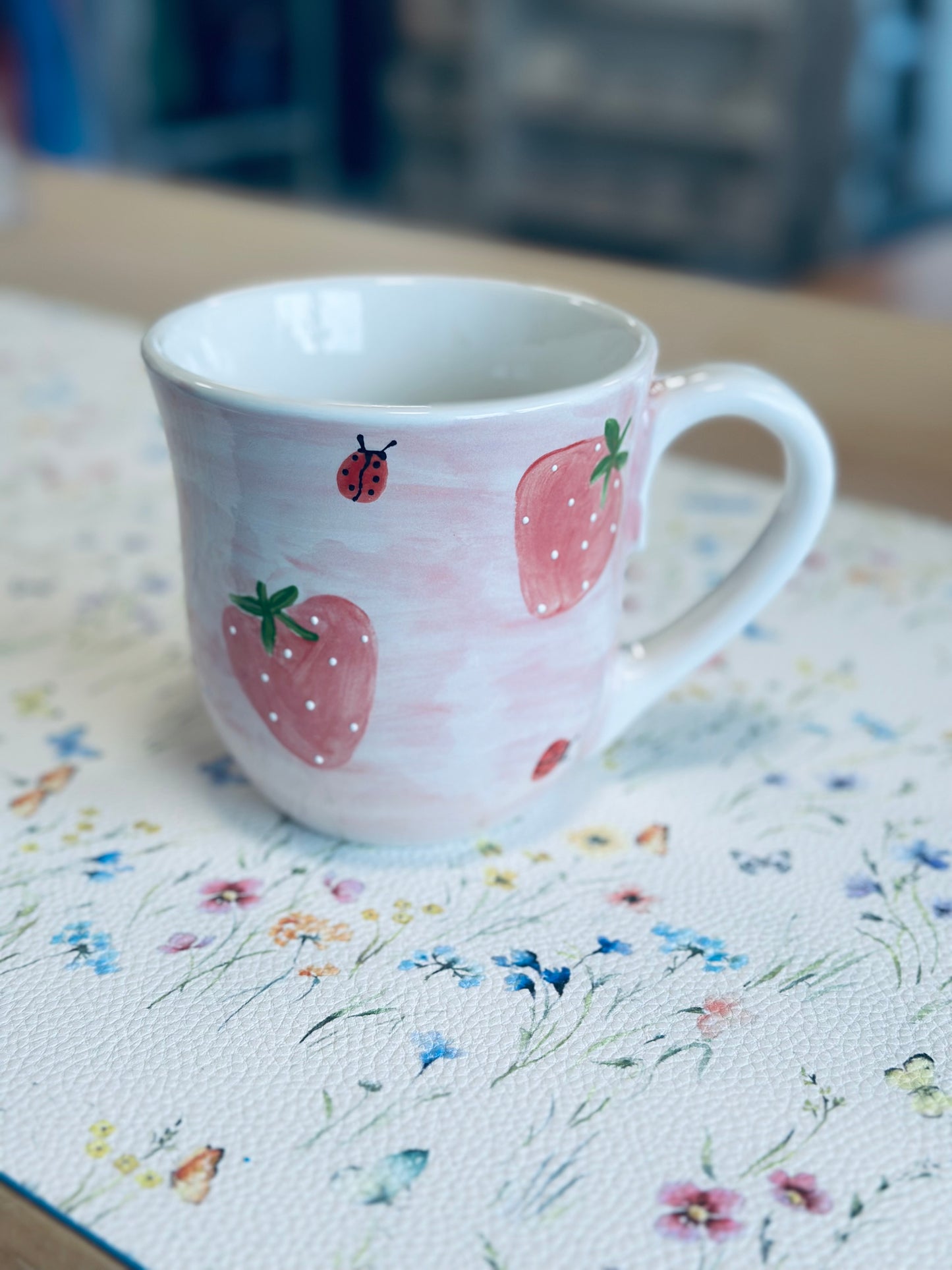 Strawberries & ladybugs large coffee / tea mug (Copy)