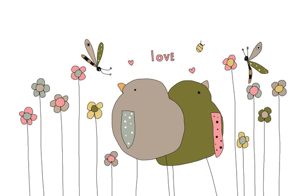 “I Love you love birds” greeting card