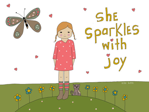 “She Sparkles with Joy” greeting card