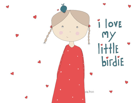 I love my little birdie” greeting card
