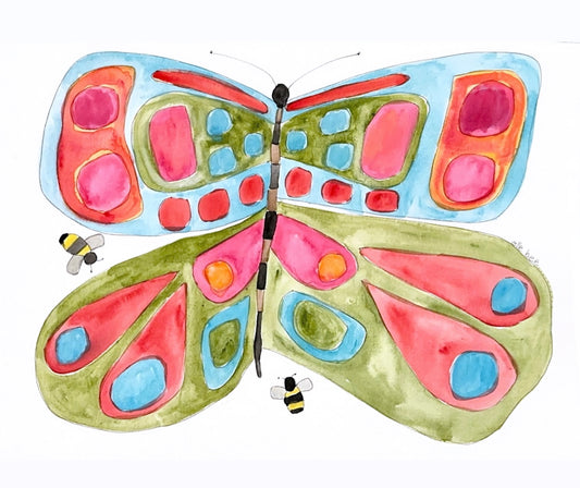 Watermelon Butterfly original watercolour