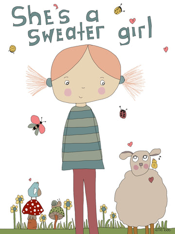 “She’s a sweater girl” greeting card