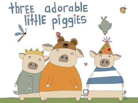 “Three adorable little Piggies” greeting card