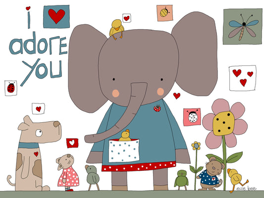 “I adore you” greeting card