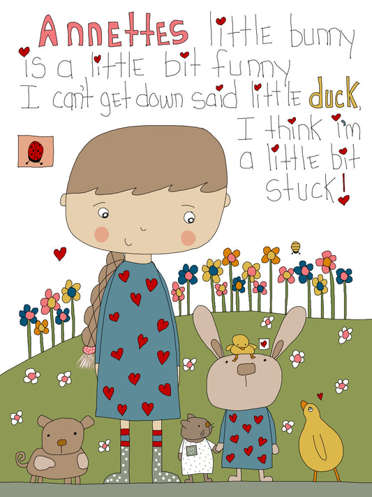“Little duck is stuck” greeting card