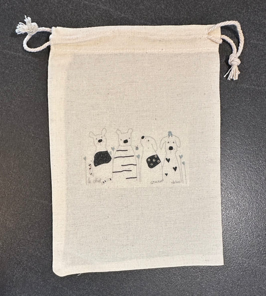 4 Puppies drawstring bag