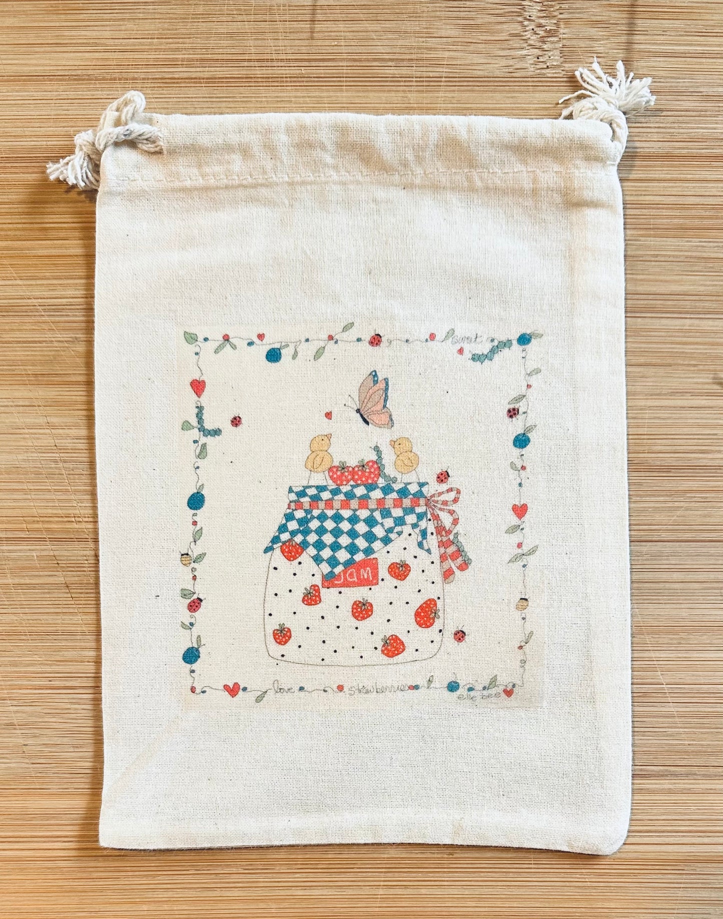 Strawberry Jam drawstring bag