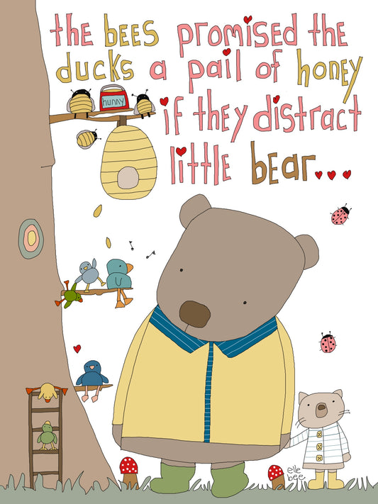 “Ducks distracting  Little Bear” greeting card