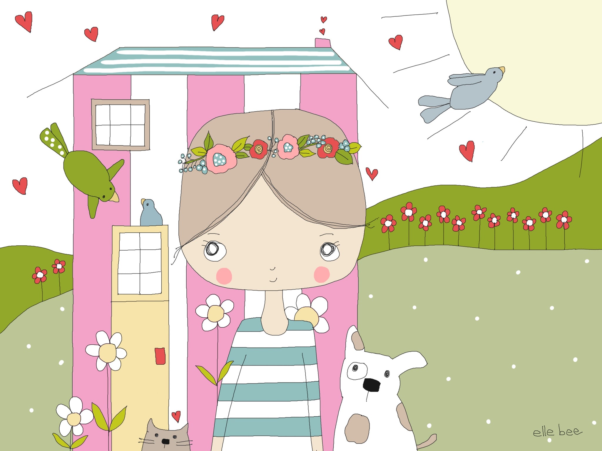 “Daisy’s Pink Cottage” greeting card
