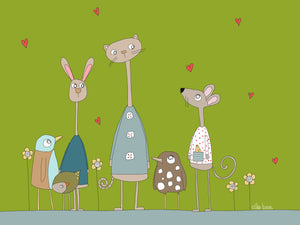 “Tall mouse & friends” greeting card