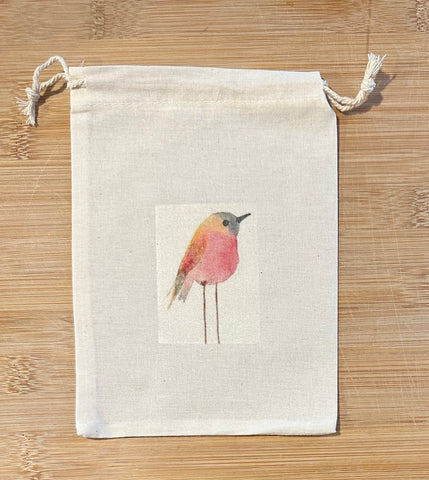 Little Pink Bird drawstring bag