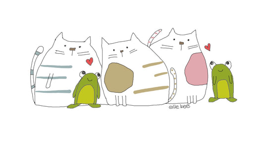 “Chunky Kitty’s & adoring Froggies” greeting card