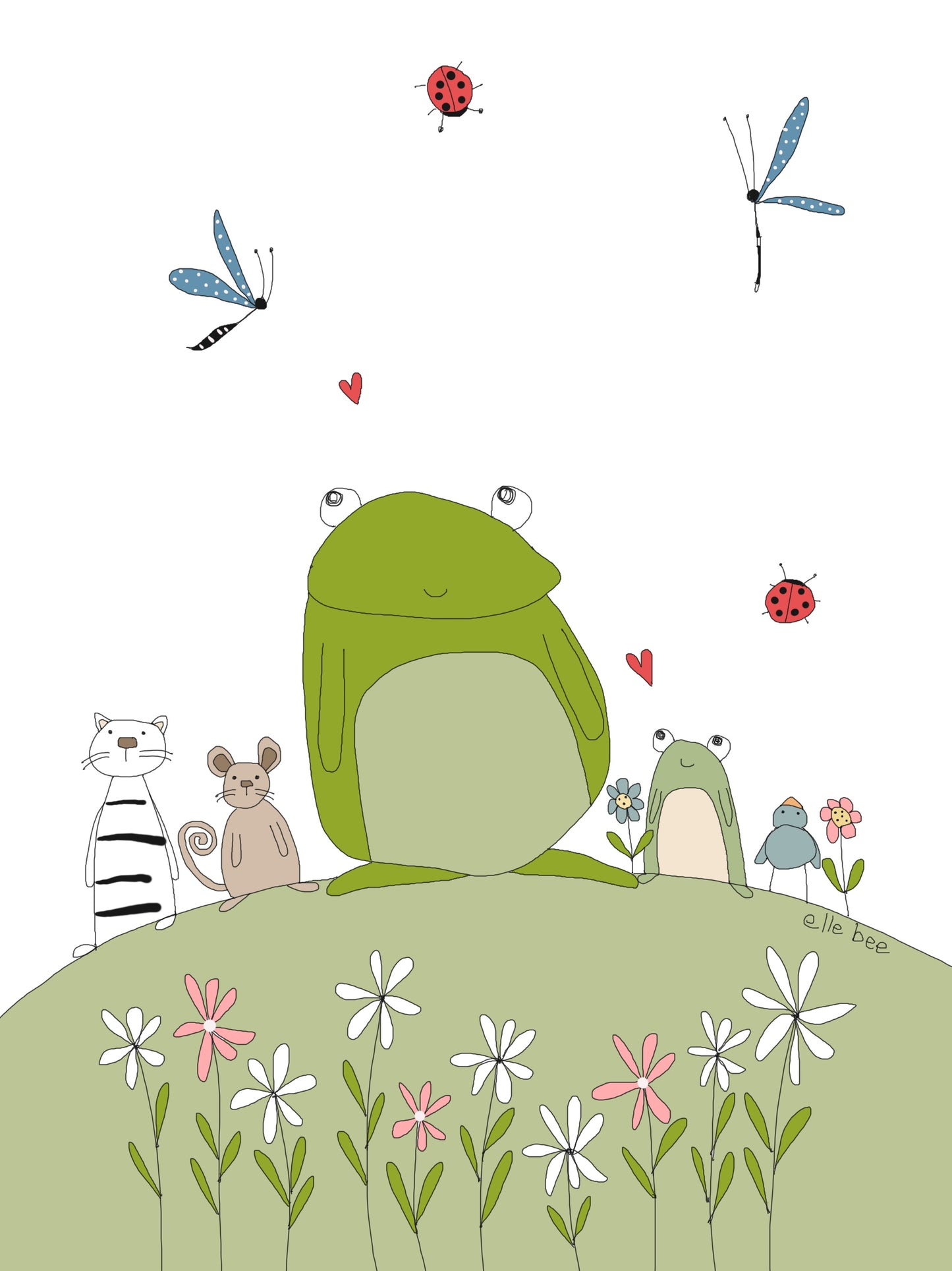 “Frogs on a hill” greeting card