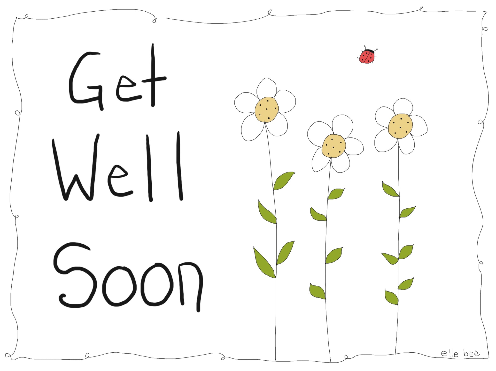 Set of 4 Get well soon Daisies greeting card