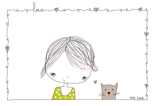 “Kitty and me in the window” greeting card
