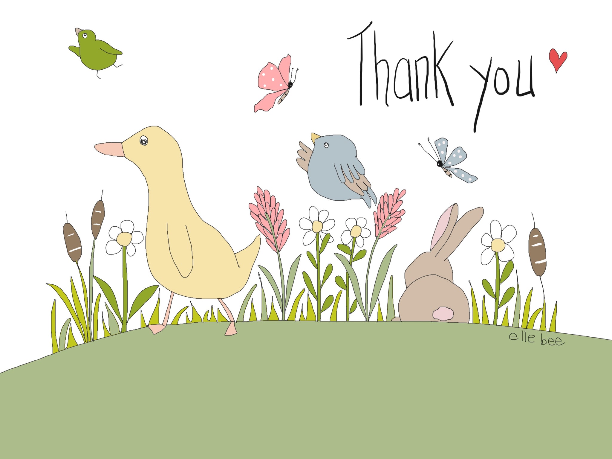 Thank you Bird garden greeting card