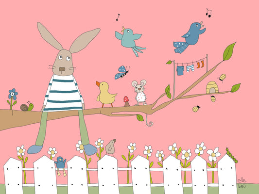 Bunny on a branch greeting card
