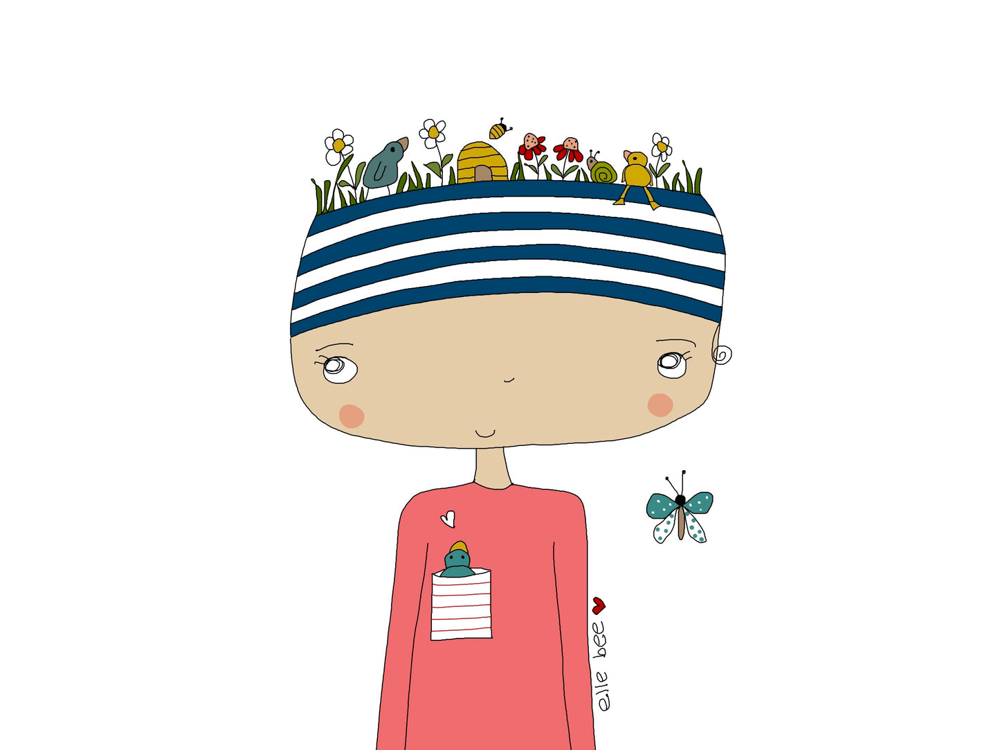 Khloe’s Garden Hat greeting card + 4 stickers!