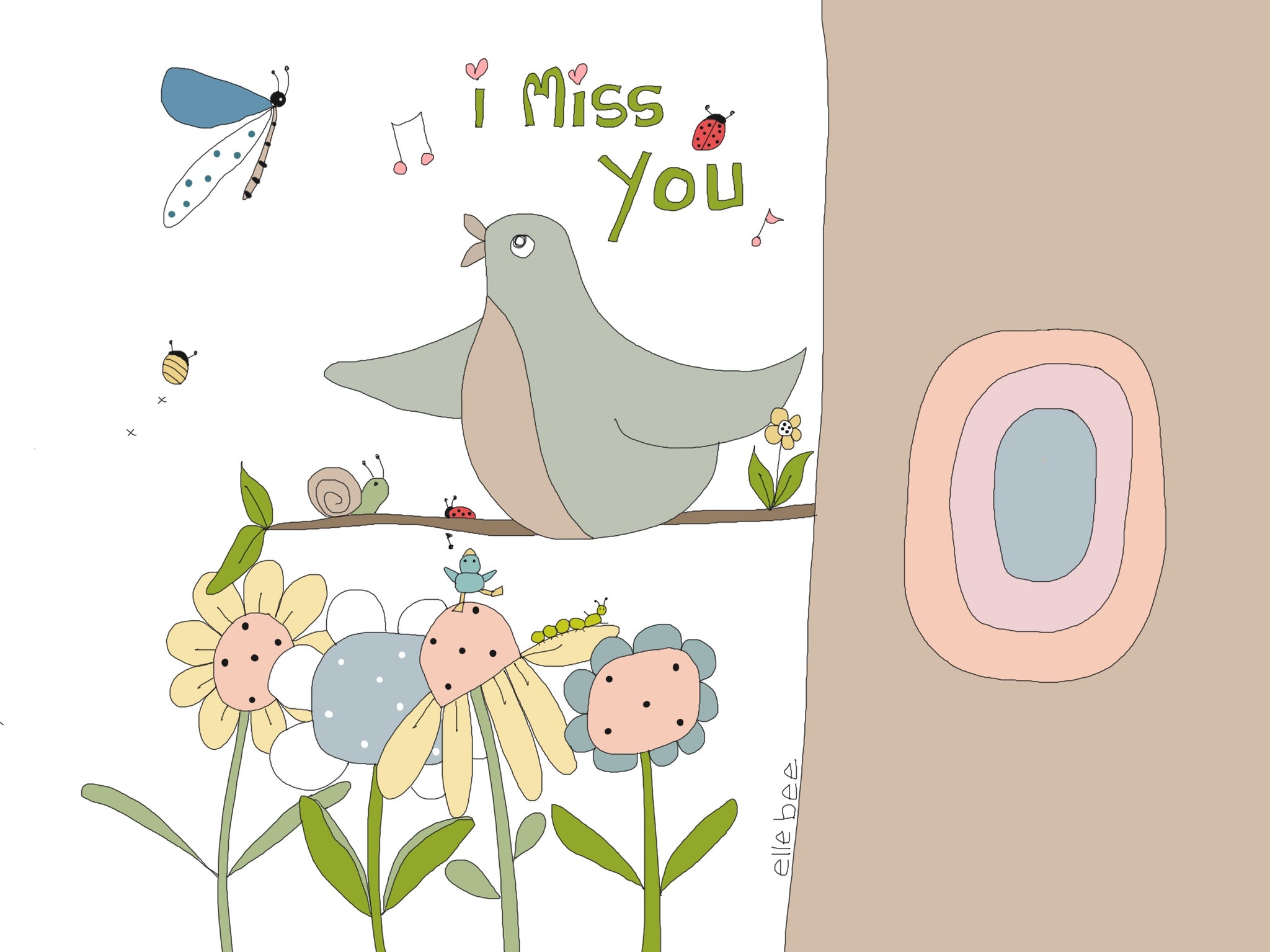 I miss you butterfly greeting card