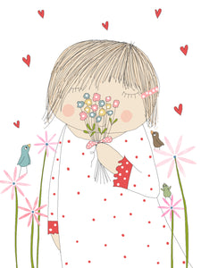 Stop & smell the flowers (hearts) greeting card