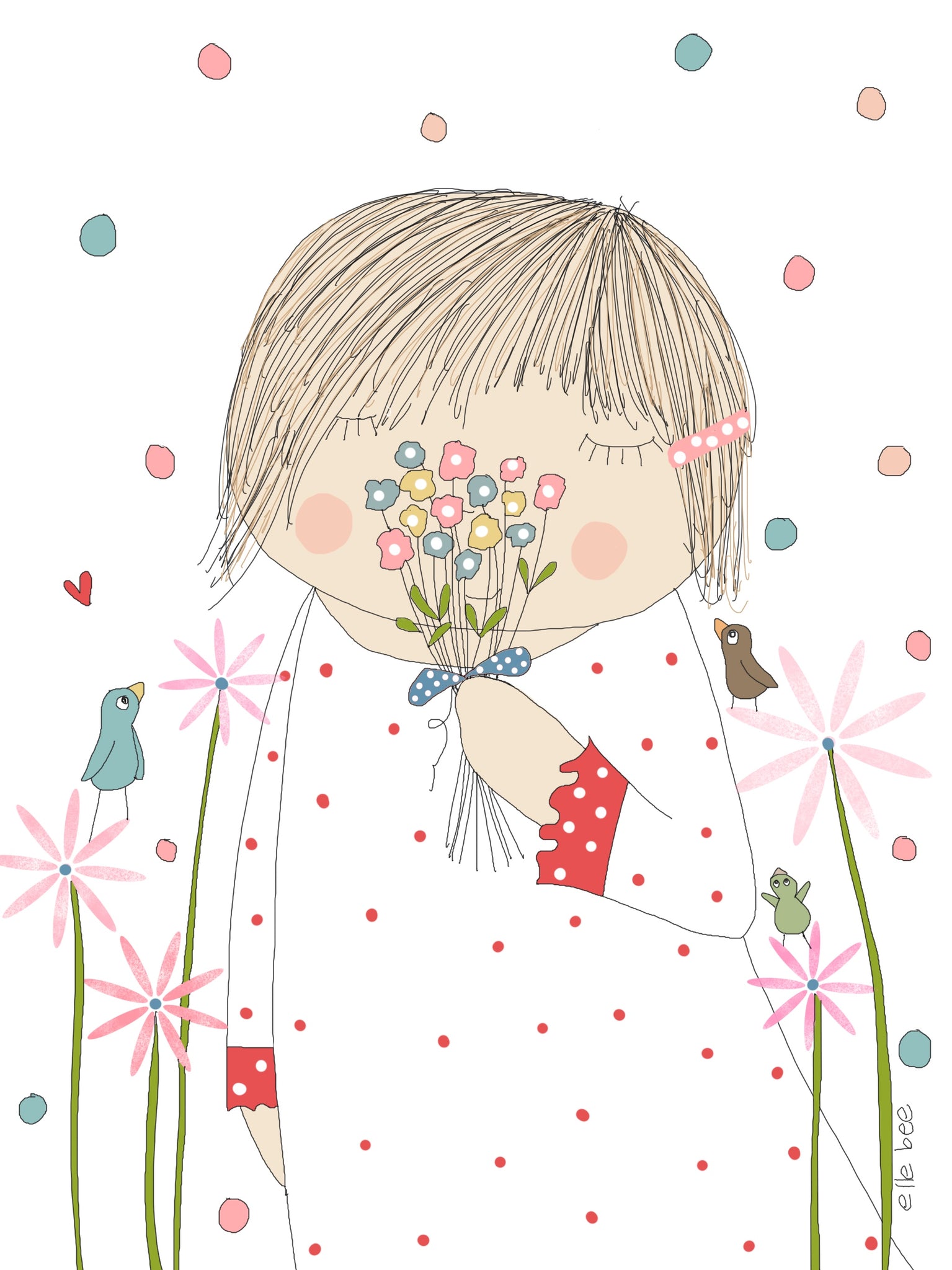 Stop & smell the flowers (dots) greeting card
