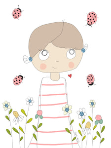 She’s surrounded by Ladybugs greeting card