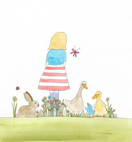Daisy and her ducks greeting card