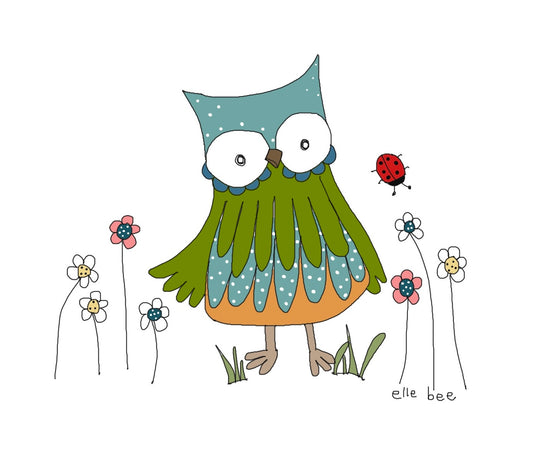 Owl in the Daisies greeting card