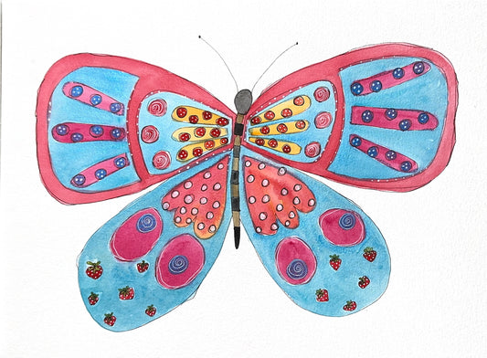 Strawberry Butterfly greeting card