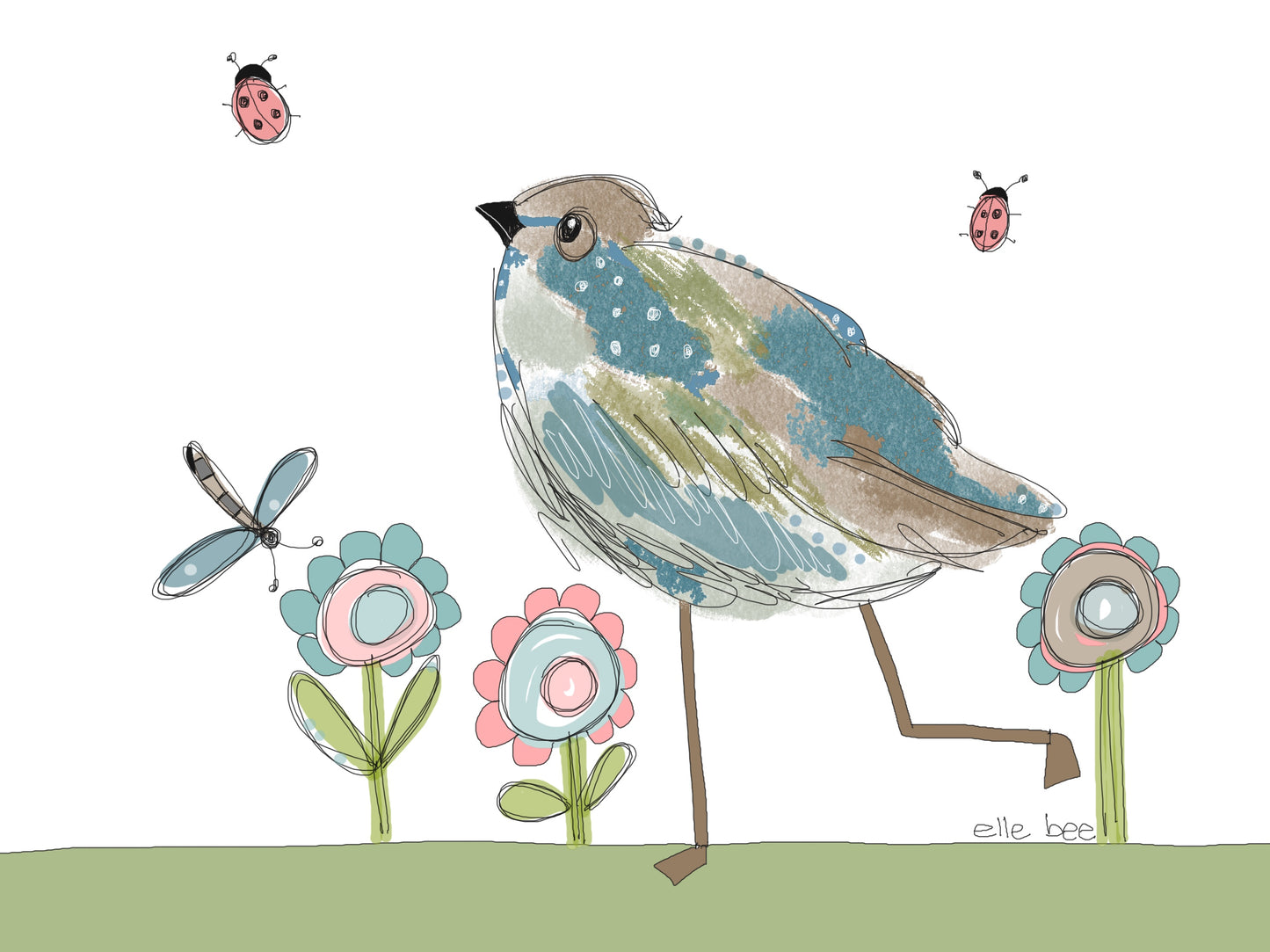 Happy bluebird greeting card