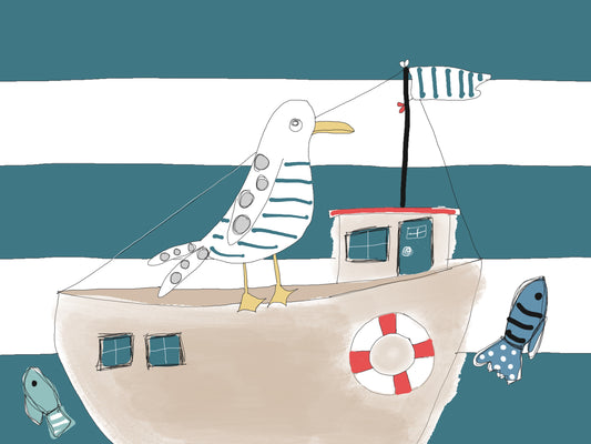 Seagull & Tugboat greeting card