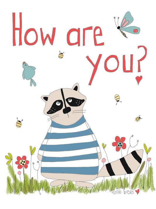 How are you? Racoon greeting card