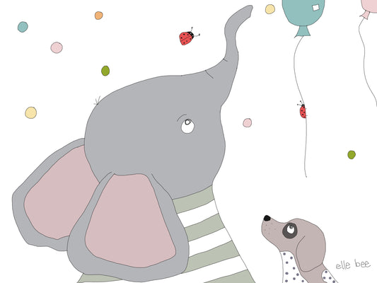 Elephant bubbles greeting card