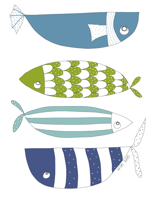 4 Fish  greeting card