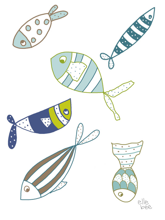 6 Fish greeting card