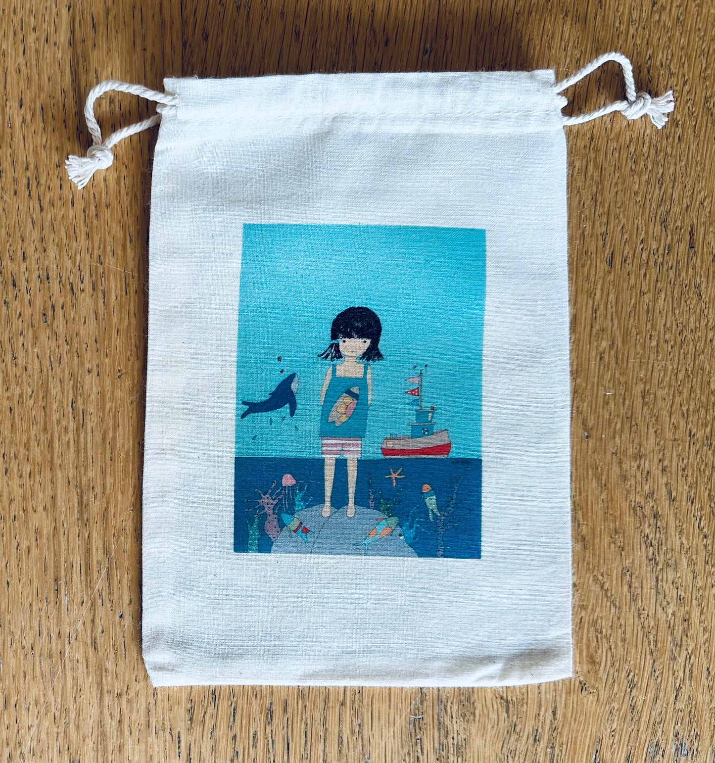 In her happy place drawstring bag