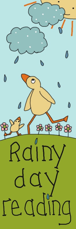 Rainy day reading bookmark