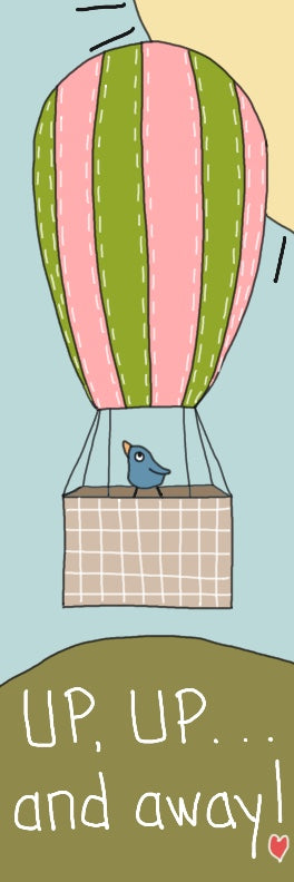 Up, up and away hot air balloon bookmark