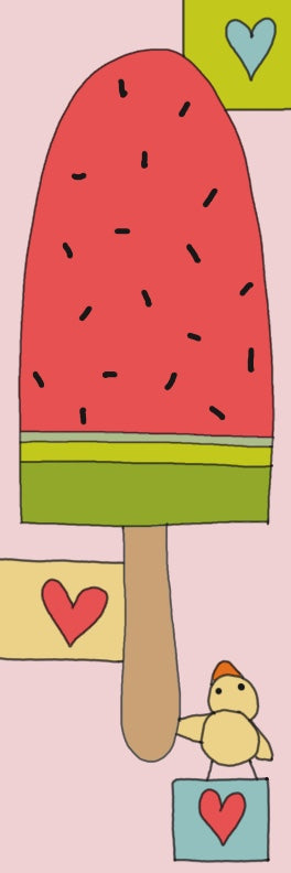 Watermelon popsicle bookmark