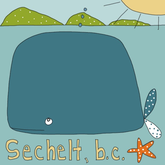 Sechelt whale fridge magnet 4" x 4"
