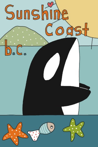 Orca Sunshine Coast BC fridge magnet 2.5” x 3.5”