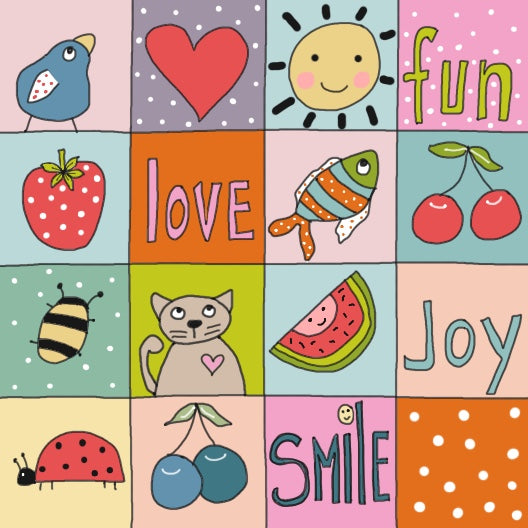 Love, fun, joy magnet 4" x 4"