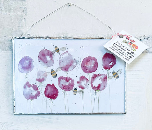 Framed Peonies & Bees print