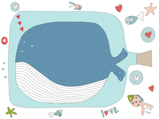 Whale in a bottle greeting card