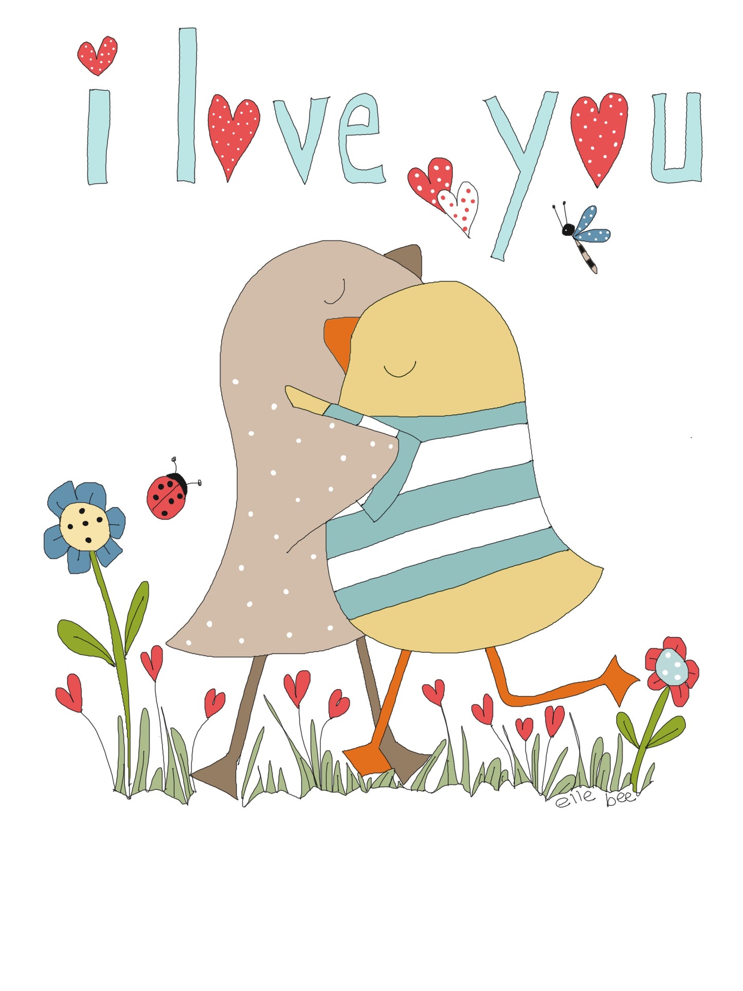 I love you birds greeting card