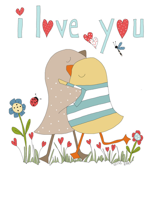 I love you birds greeting card